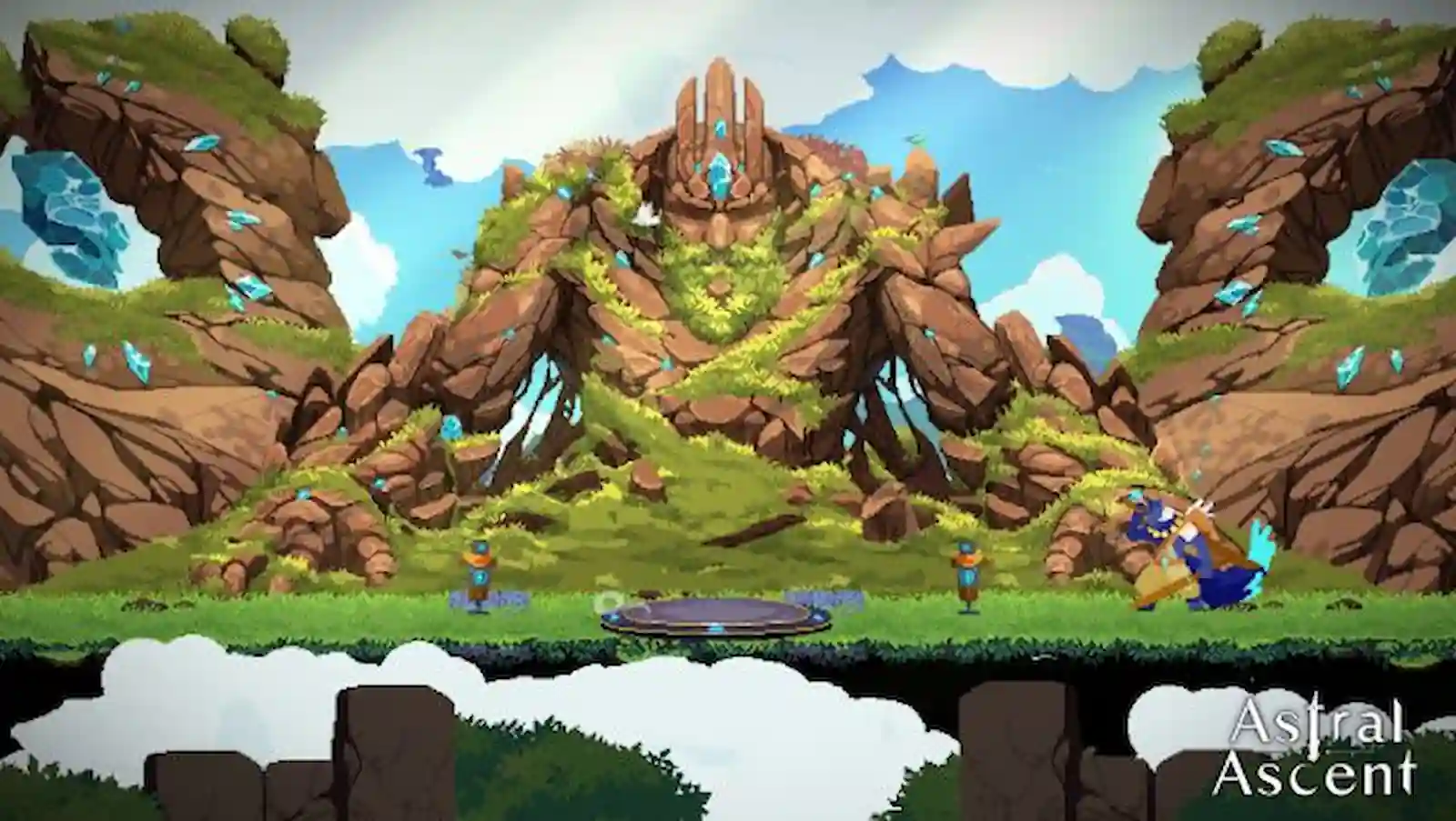 Escenario de pixel art de Astral Ascent, uno de los juegos gratis de Epic Games de esta semana