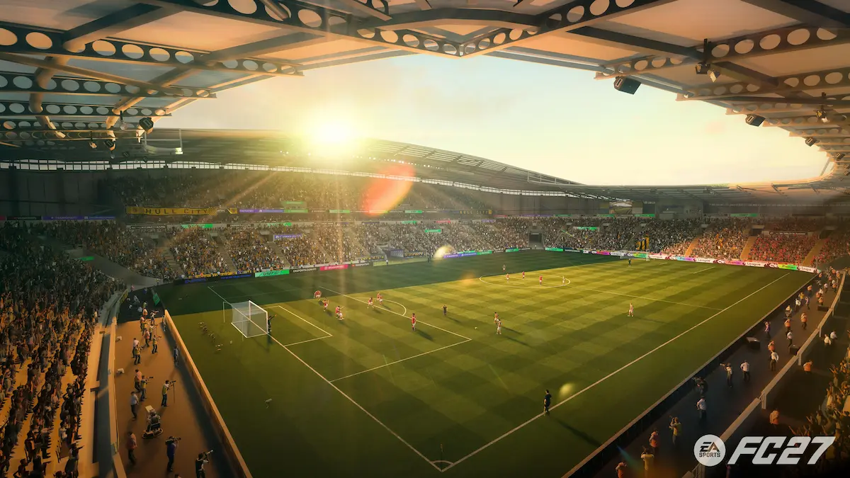 El MKM Stadium del Hull City al atardecer en EA Sports FC 27