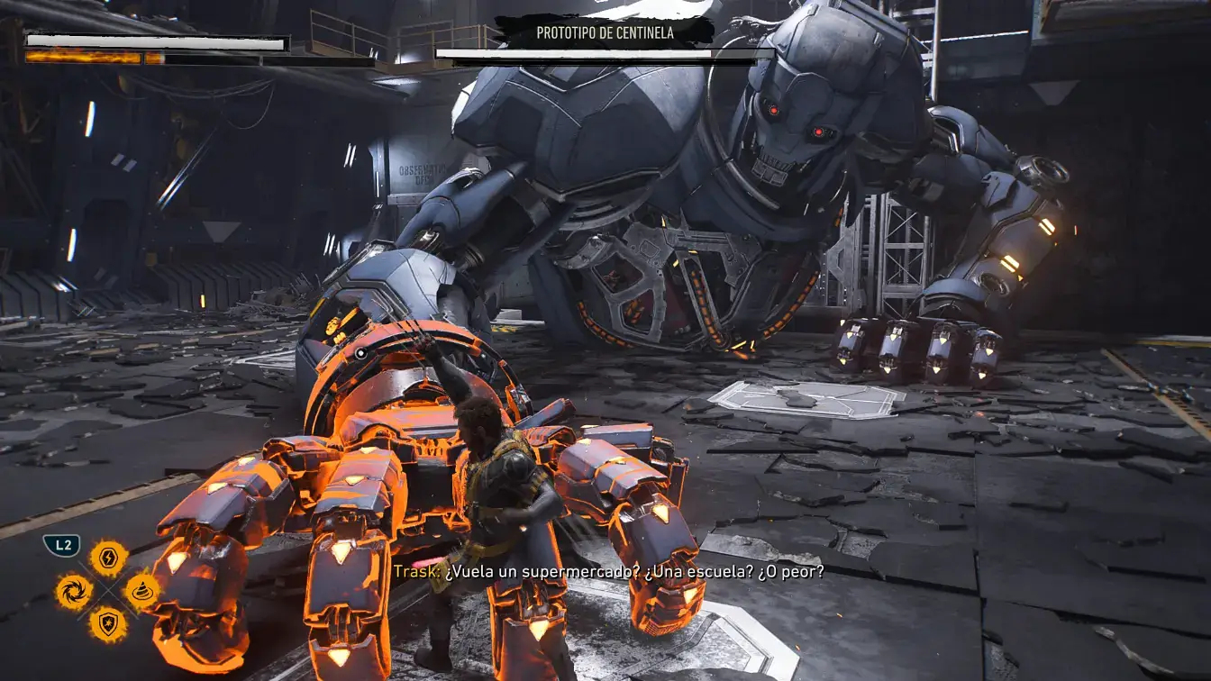Wolverine frente a un robot gigante en una pelea contra jefe de Marvel’s Wolverine