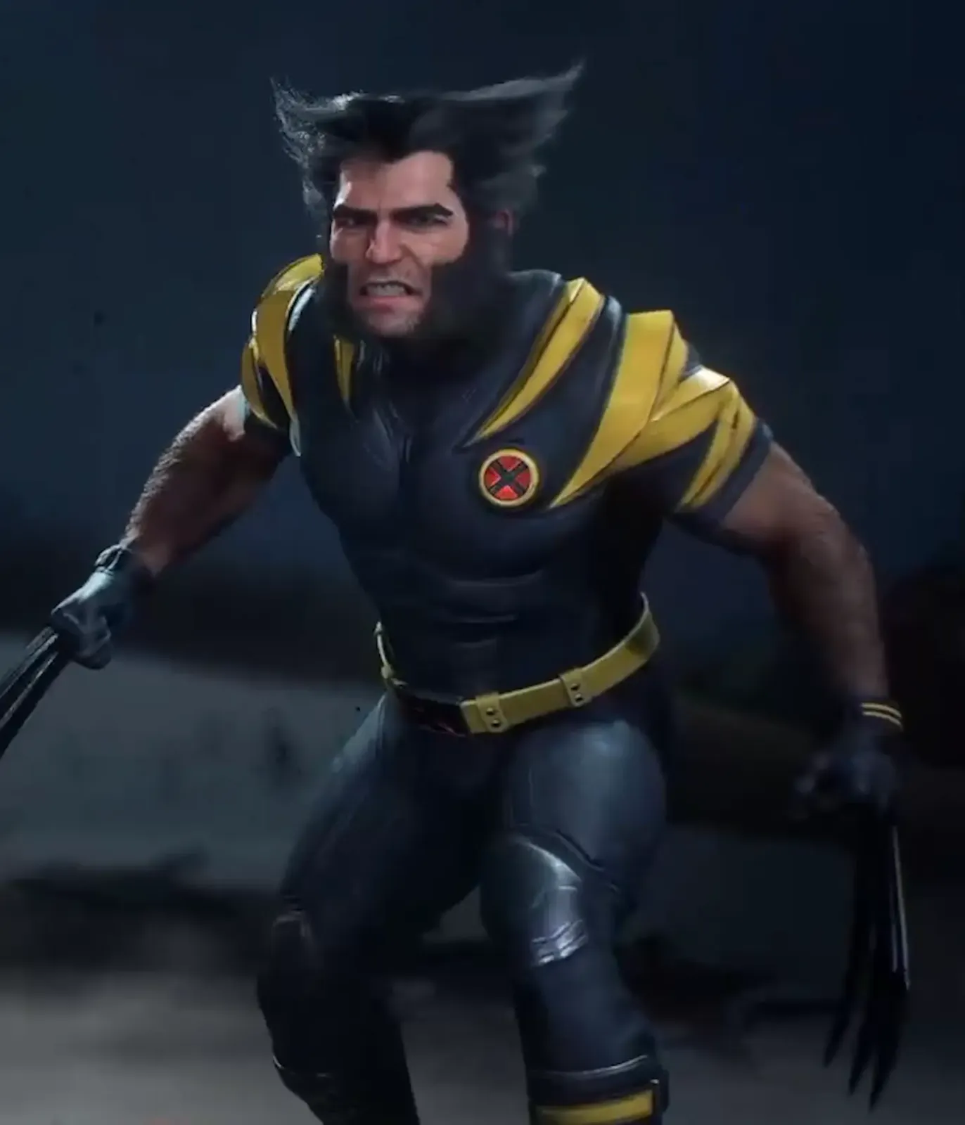 Wolverine con un traje negro y amarillo con una X en el pecho, de los que se fabrican en Get Angry