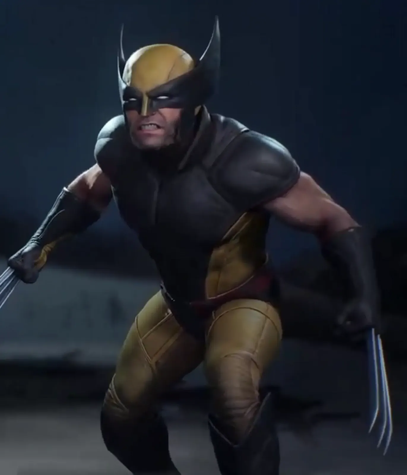 Wolverine con un traje marrón oscuro y amarillo, de los que se fabrican en Way Down Low