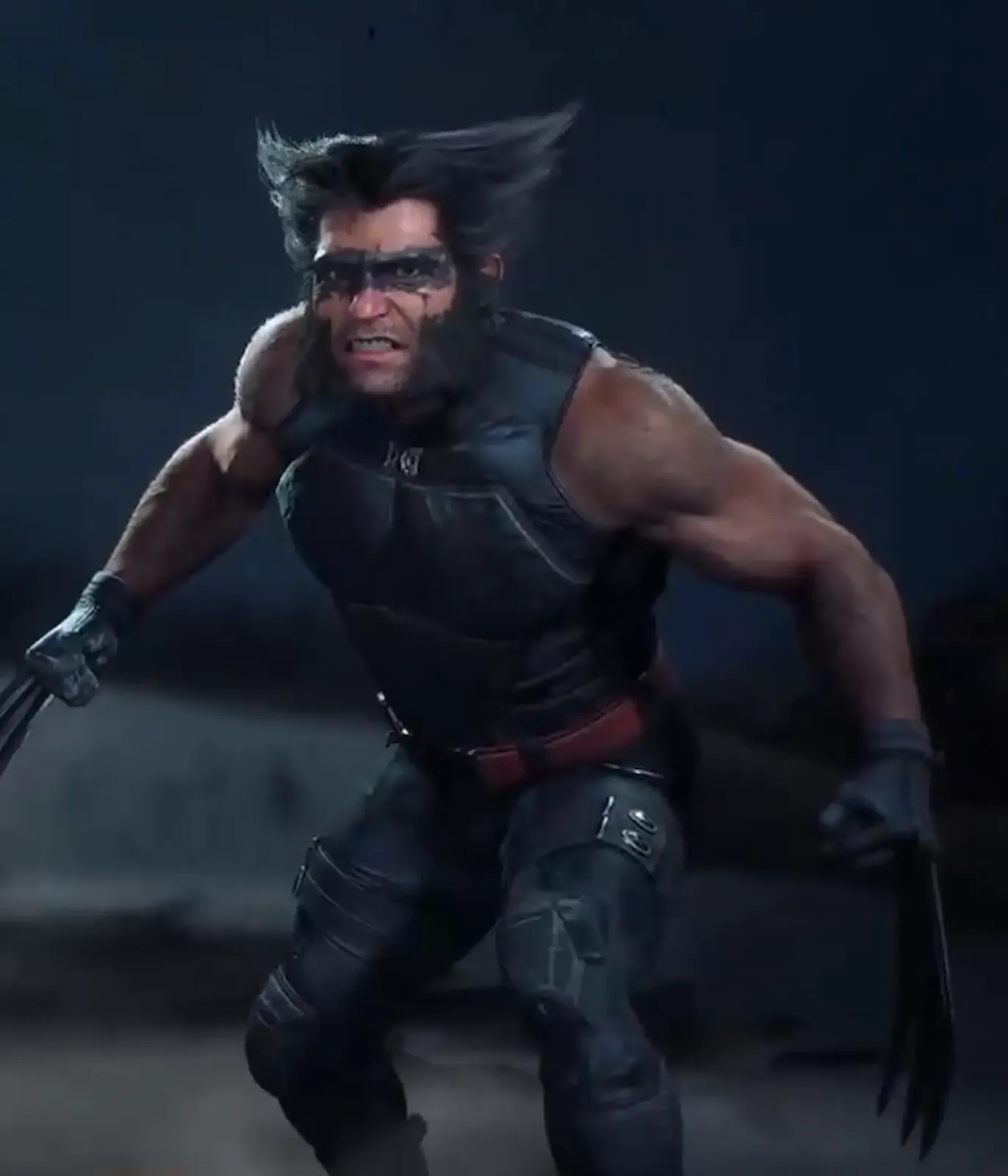 Wolverine con un traje oscuro sin mangas, de los que se fabrican en Get Angry