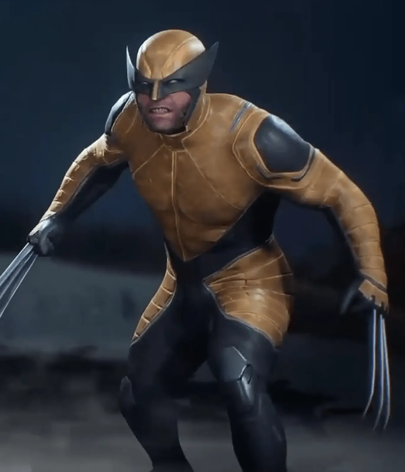 Wolverine con un traje naranja y negro, de los que se fabrican en The One That Got Away