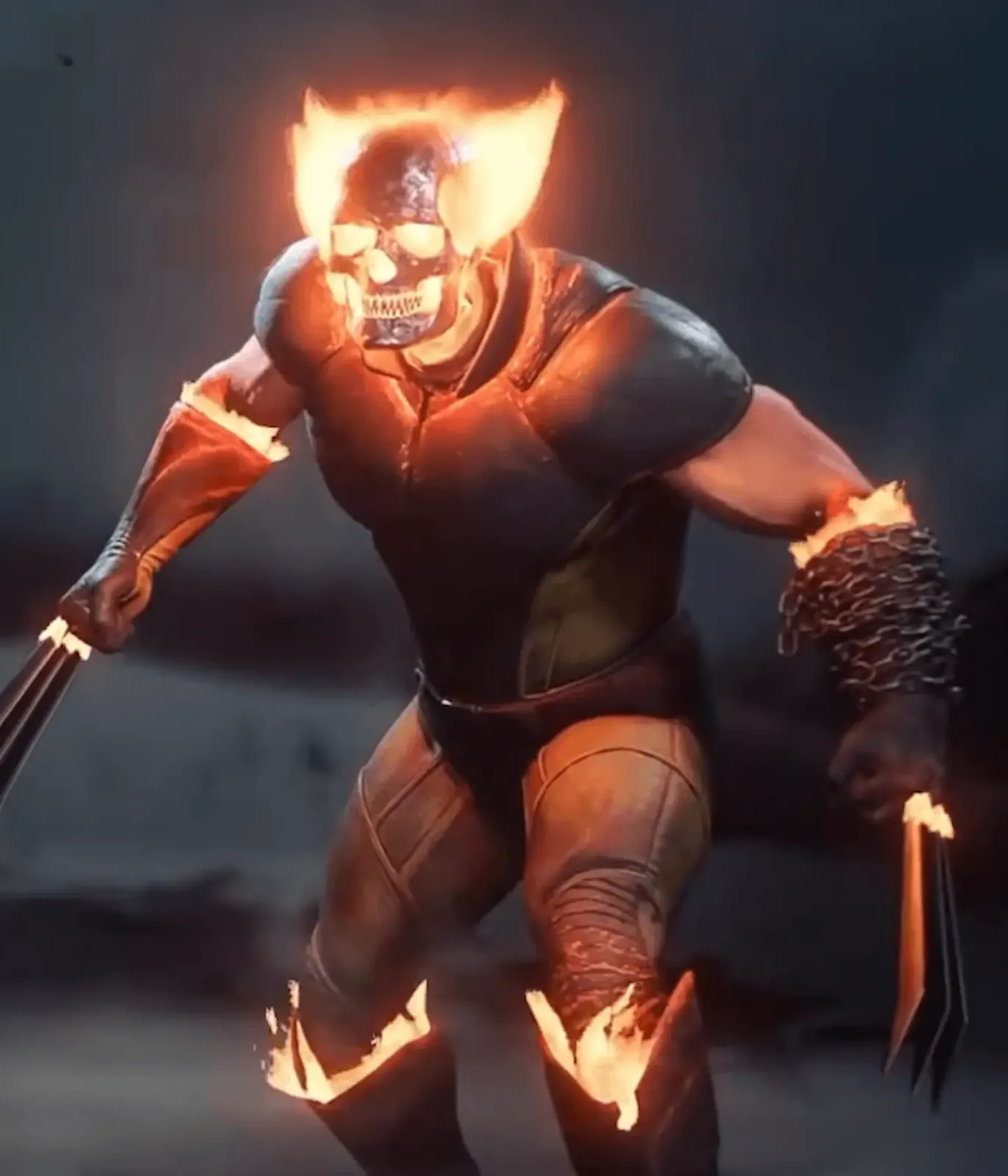 Wolverine envuelto en llamas con el traje secreto Hellverine
