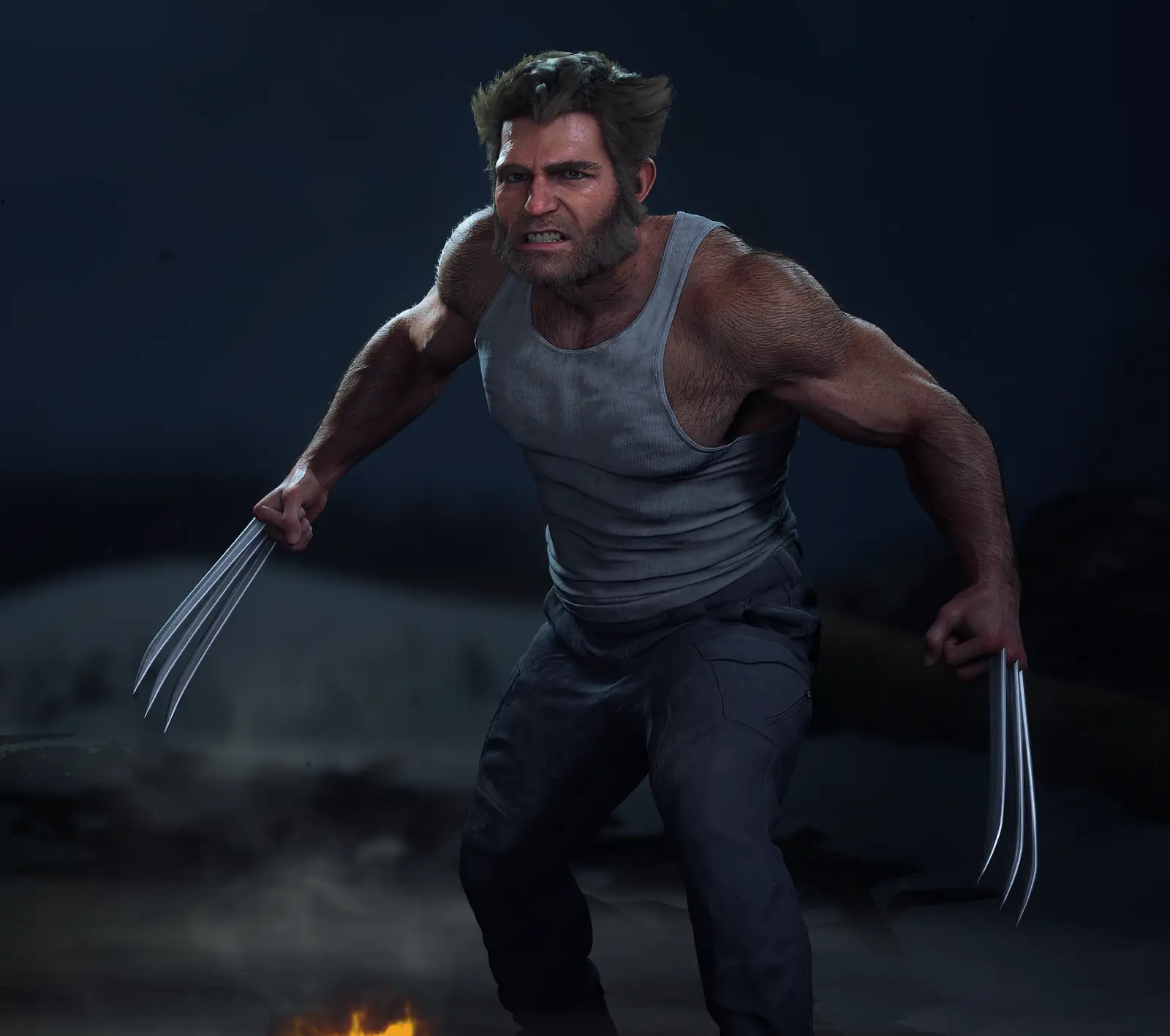Logan con la musculosa blanca del traje Tank Top en Marvel's Wolverine