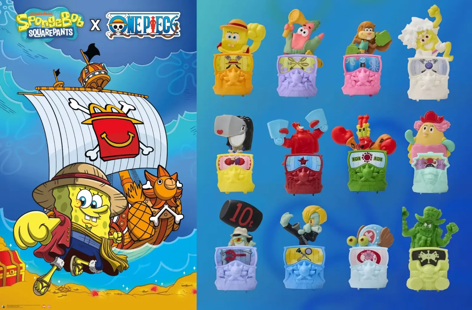 Muñequitos de One Piece y Bob Esponja para la colaboración con McDonald's