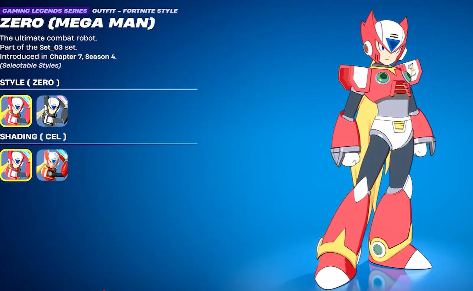 Atuendo de Zero con su estilo clásico rojo en Fortnite