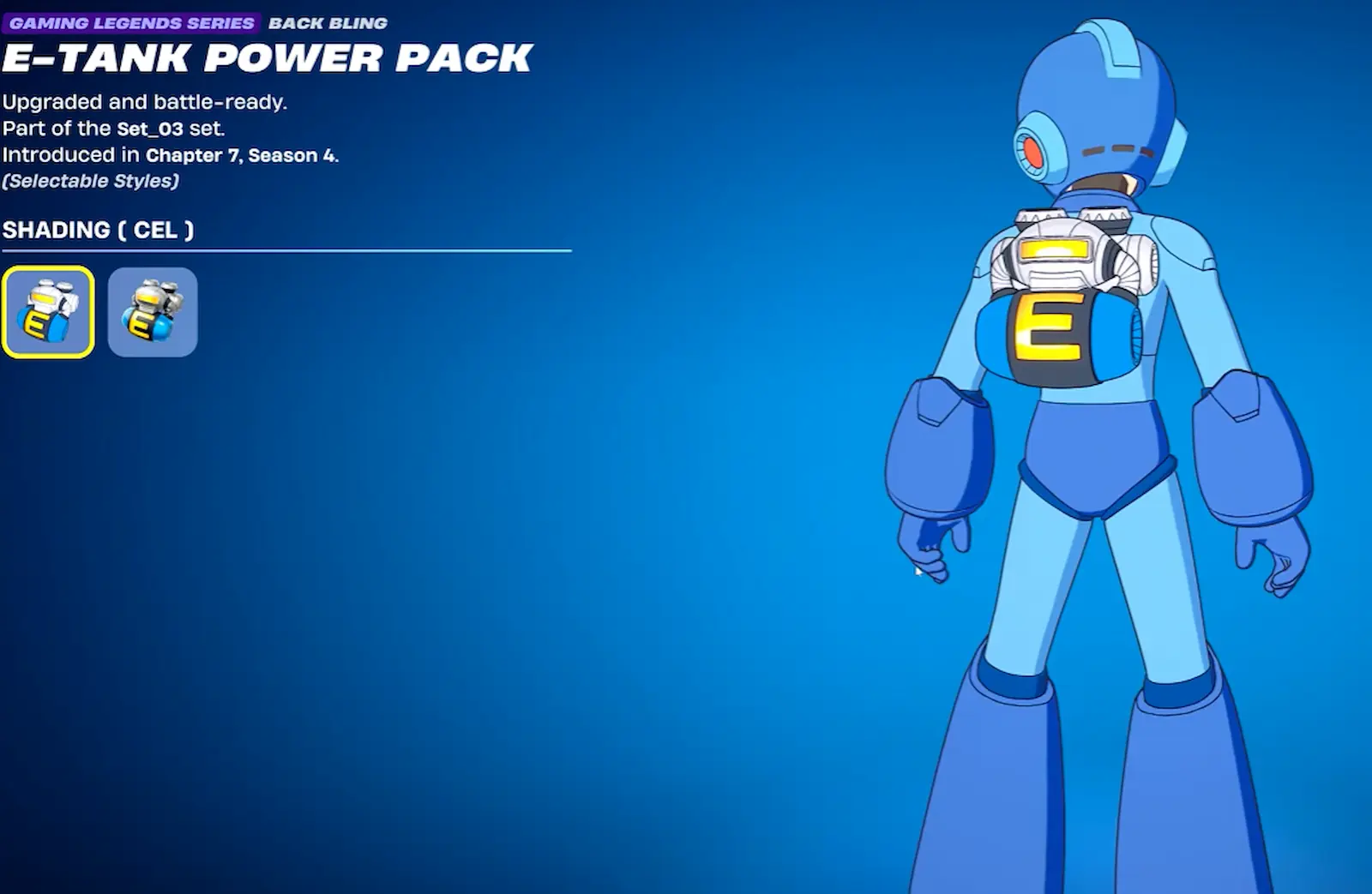 Mochila Tanque de energía portátil, el E-Tank de Mega Man, en Fortnite