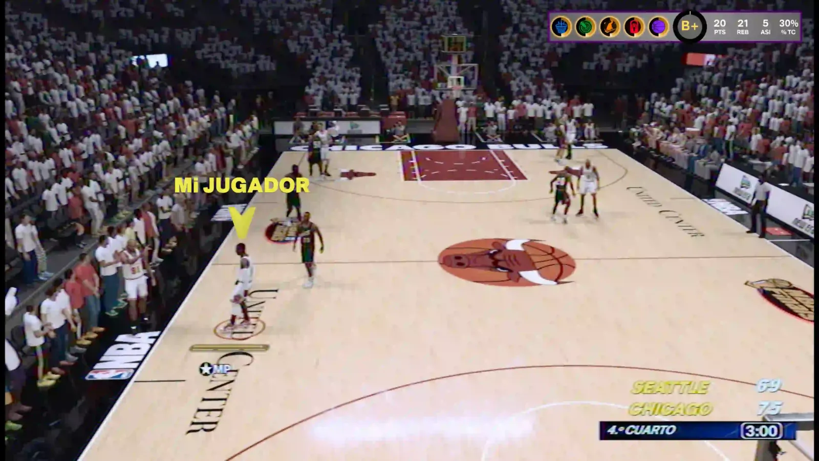 Partido de NBA 2K27 en PS5 con el jugador creado en MI JUGADOR dentro de la cancha