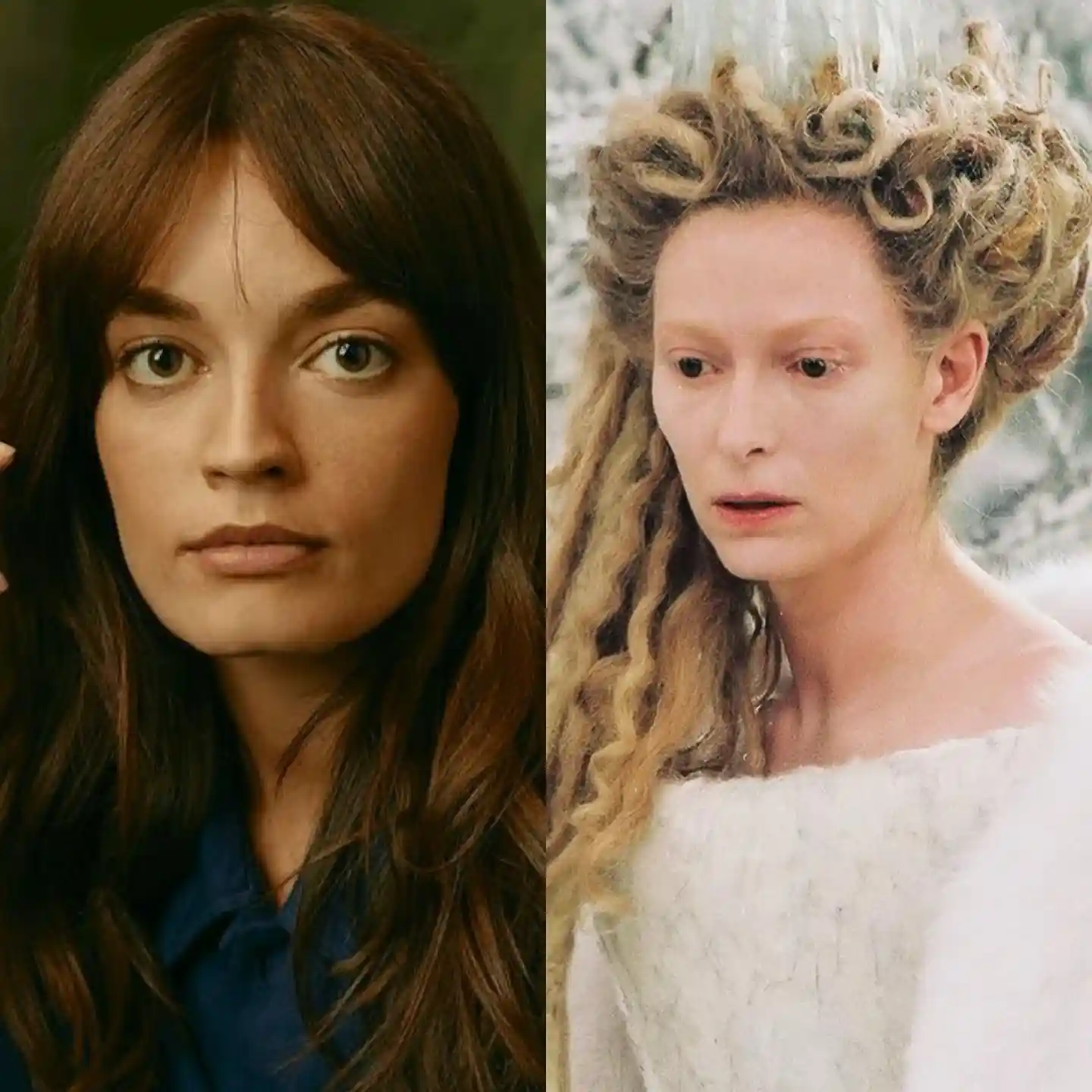 Emma Mackey, la Bruja Blanca de Narnia de Netflix, junto a Tilda Swinton en el mismo papel en la película de 2005