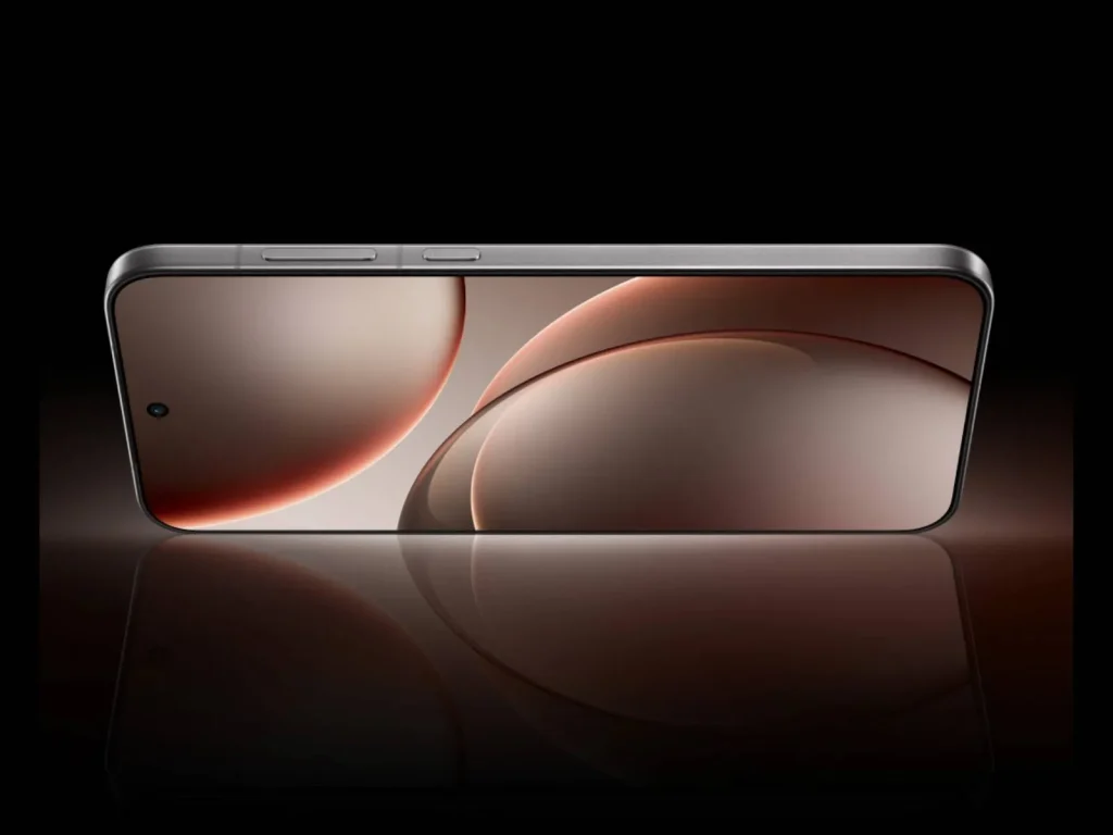 Render filtrado del Oppo Find X10 en horizontal, con la pantalla encendida y biseles muy finos