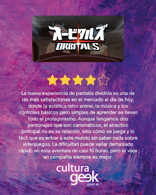 Placa de puntaje de Cultura Geek para Orbitals: cuatro estrellas sobre cinco