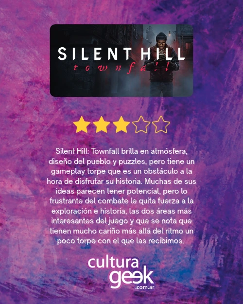 Placa de puntaje de CulturaGeek para Silent Hill: Townfall: tres estrellas sobre cinco