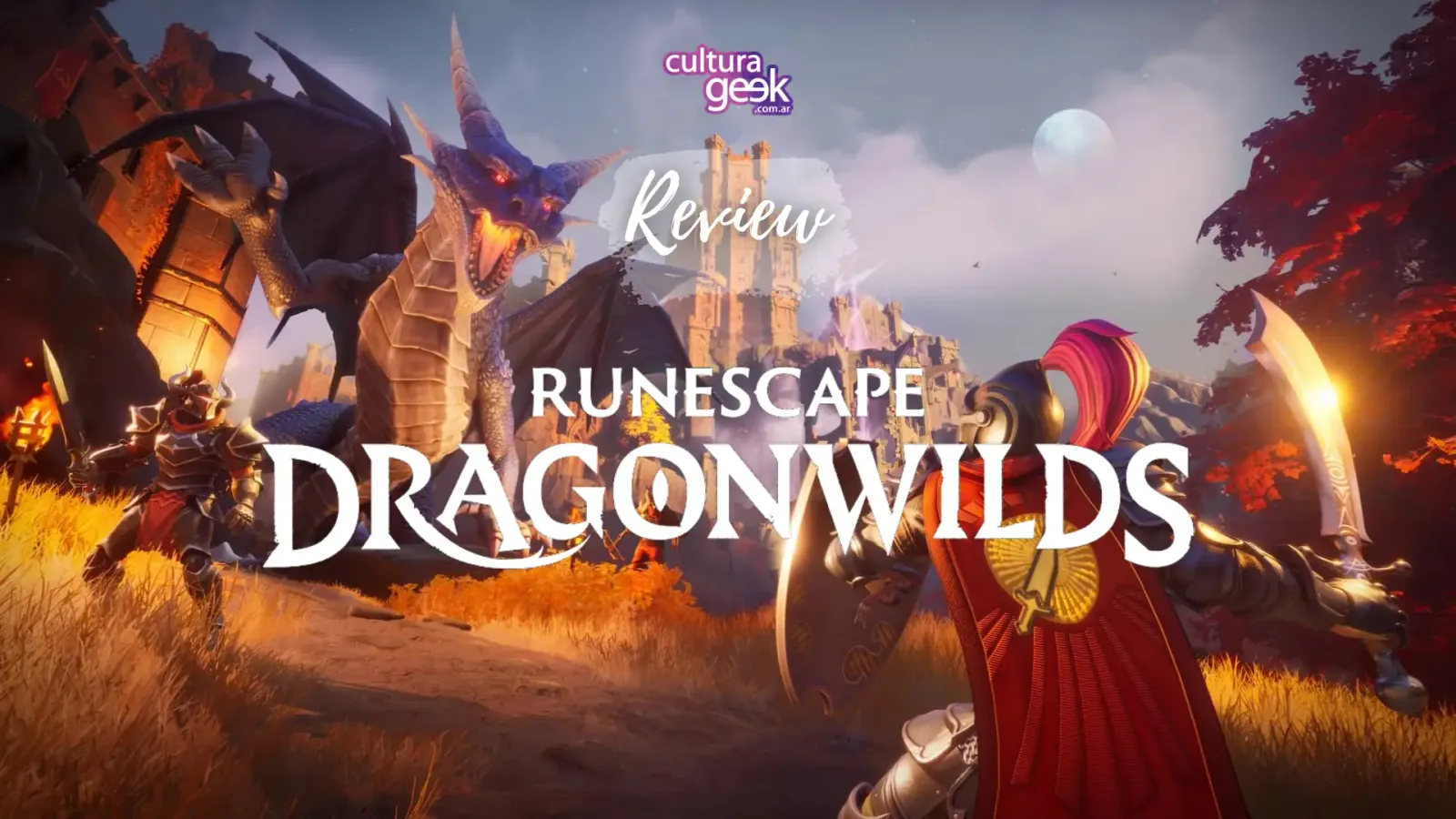 Portada de la review de RuneScape Dragonwilds con el arte oficial del juego y su dragón