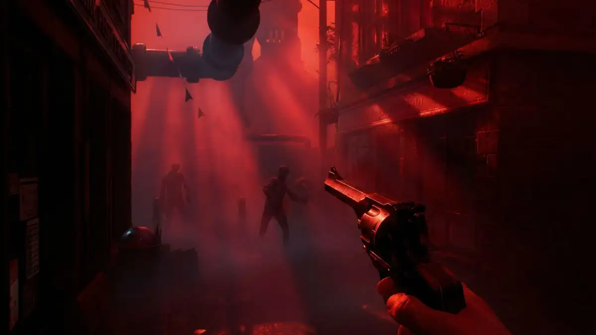 Silent Hill: Townfall: combate con revólver en un callejón teñido de rojo