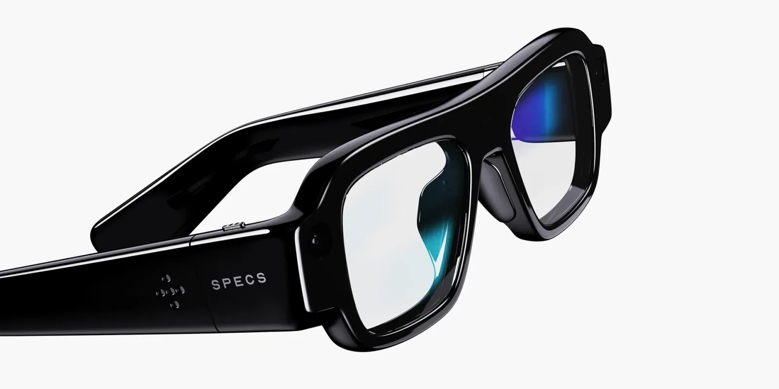 Detalle de la patilla y el cristal de los Snap Specs