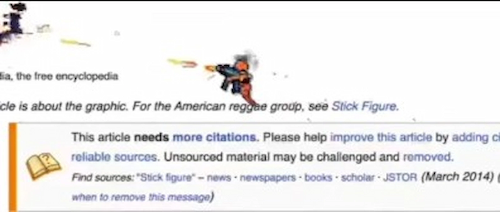 Destroy Any Website: el monigote armado dispara sobre un artículo de Wikipedia convertido en escenario