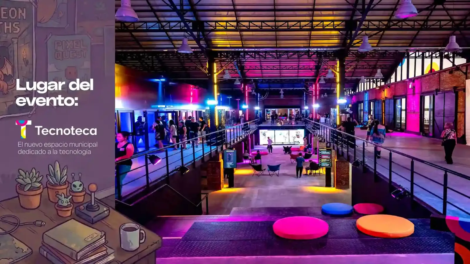 Interior de la Tecnoteca de Rosario, sede de Videojuegos en Rosario 2026