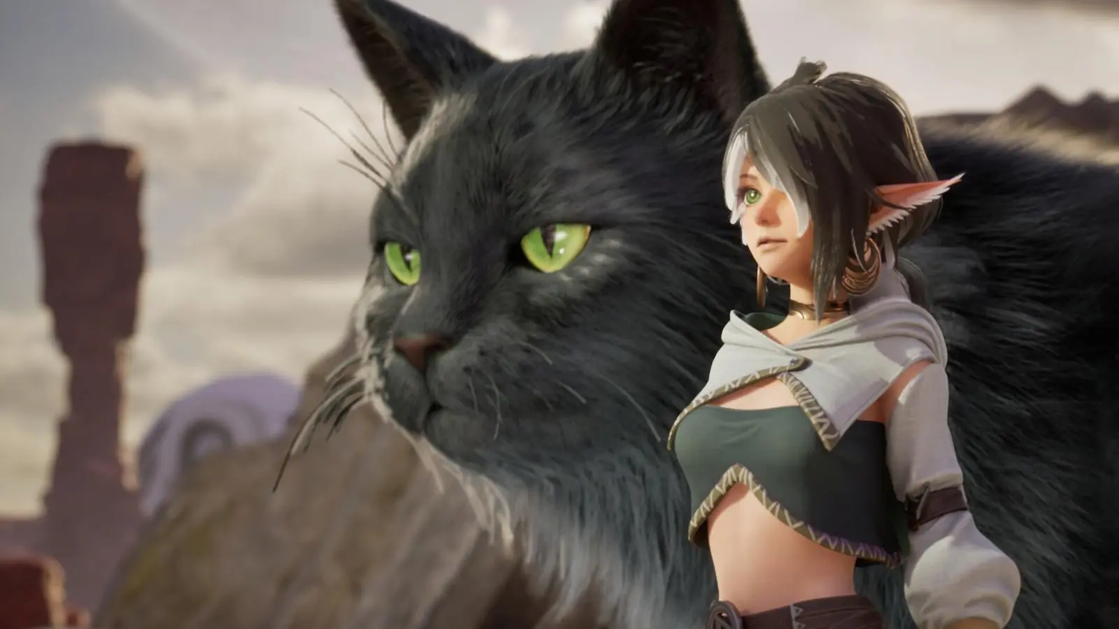 Molly junto a Mio en su forma gigante en Ylem's Cat