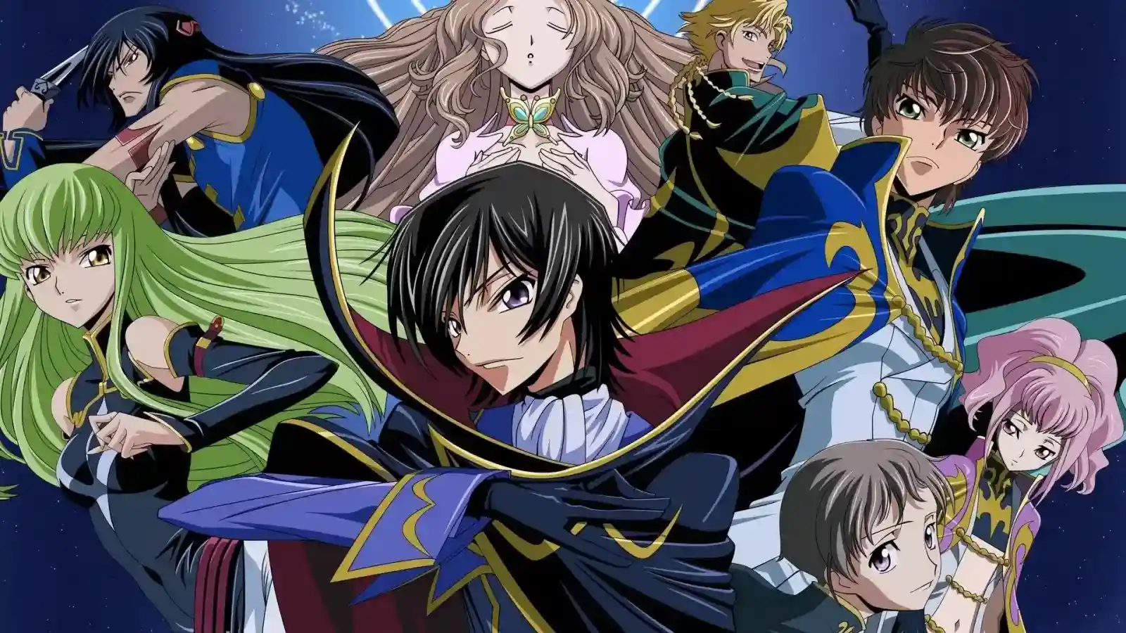 Lelouch, C.C., Suzaku y otros personajes del anime original de Code Geass