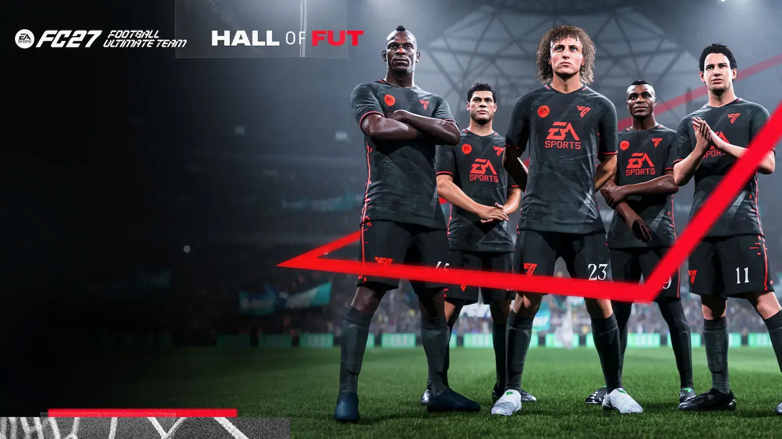Balotelli, Hulk, David Luiz y Emenike en el arte oficial del Hall of FUT de EA Sports FC 27
