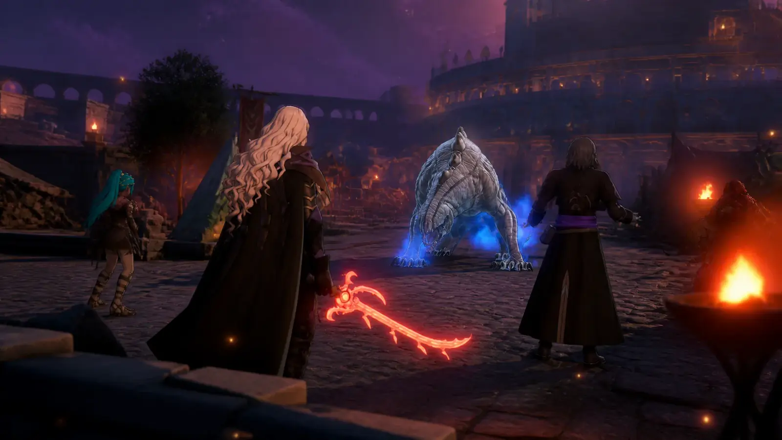 Combate nocturno contra el fantasma de Monster in the Night en las calles de Dagsion