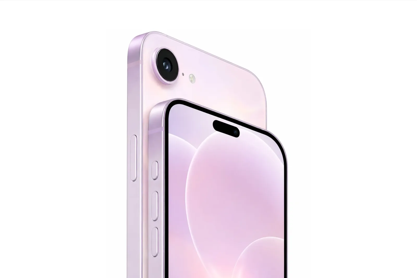 Render conceptual de un iPhone rosa con una sola cámara y Dynamic Island, un diseño no confirmado por Apple