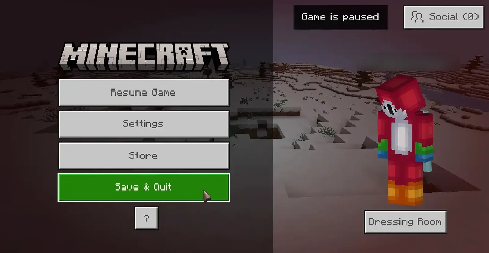 Menú de pausa de Minecraft con el personaje del jugador a la derecha, en un video del canal Mighty Mike Plays