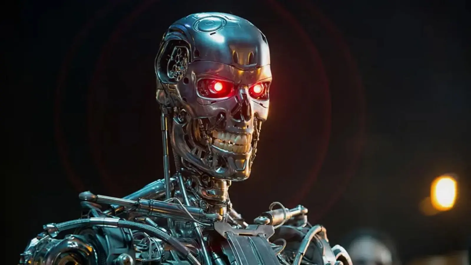 Endoesqueleto de Terminator con los ojos encendidos, imagen del miedo a una IA fuera de control