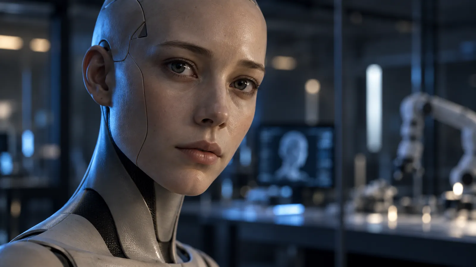 Uncanny Valley o valle inquietante representado por un androide casi humano