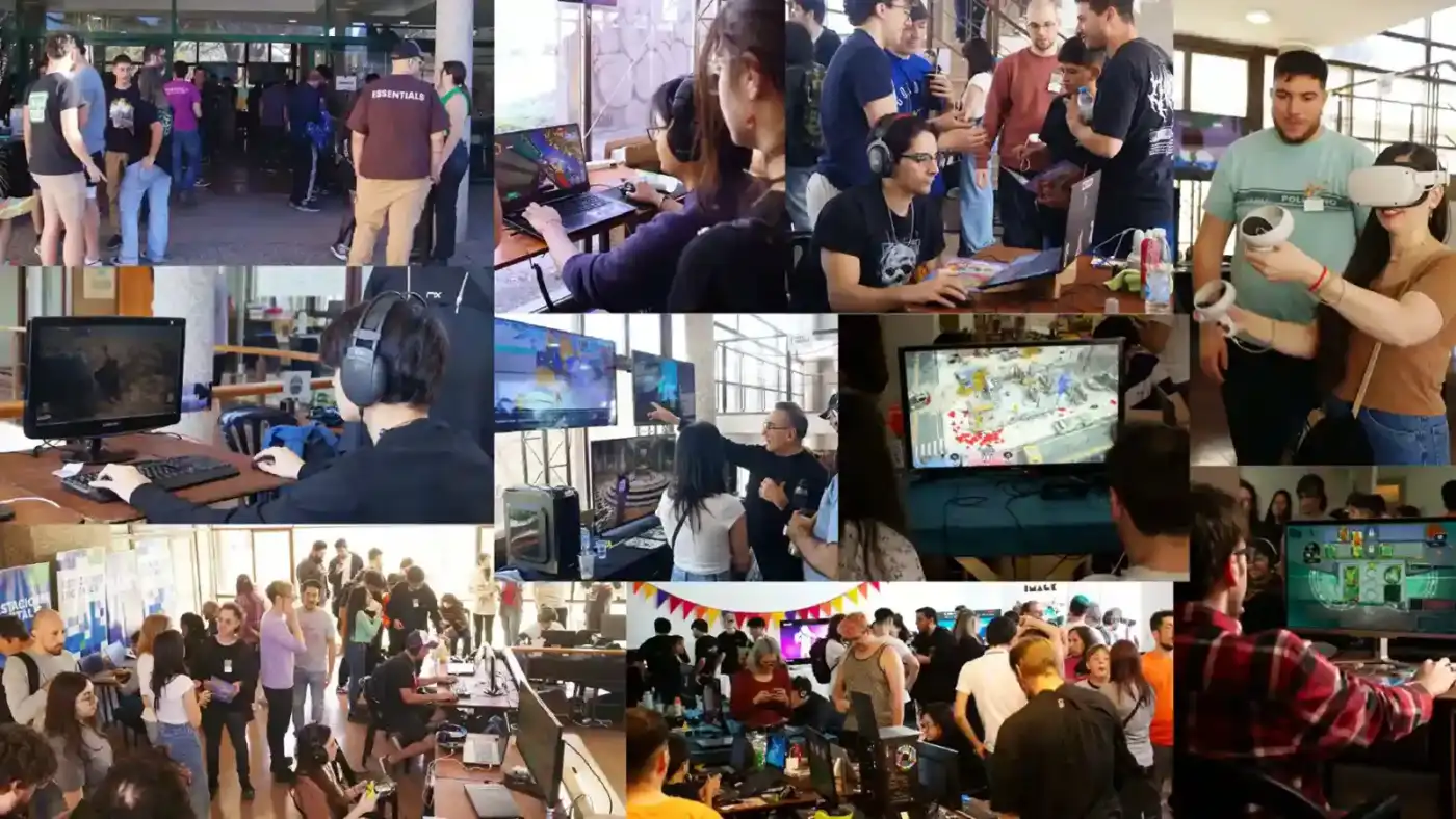 Público probando videojuegos desarrollados en Rosario en una edición anterior de Videojuegos en Rosario (VeRo)