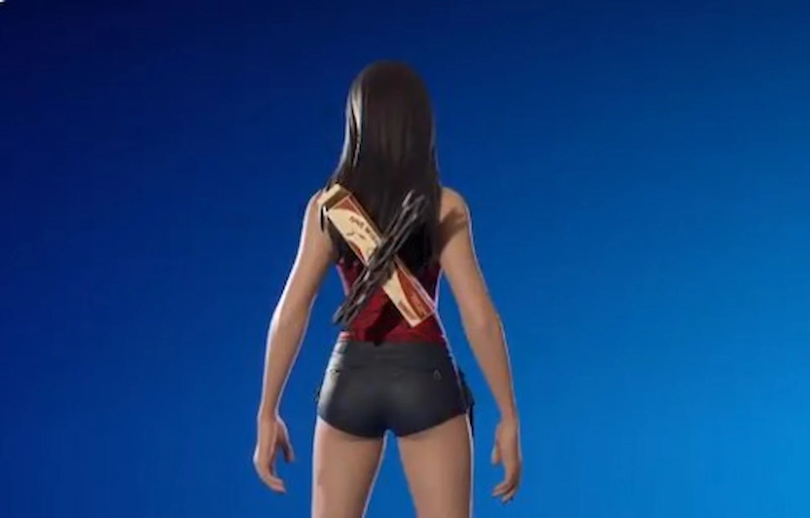 Nikki en Fortnite de espaldas, con el accesorio mochilero Sauce de un deseo
