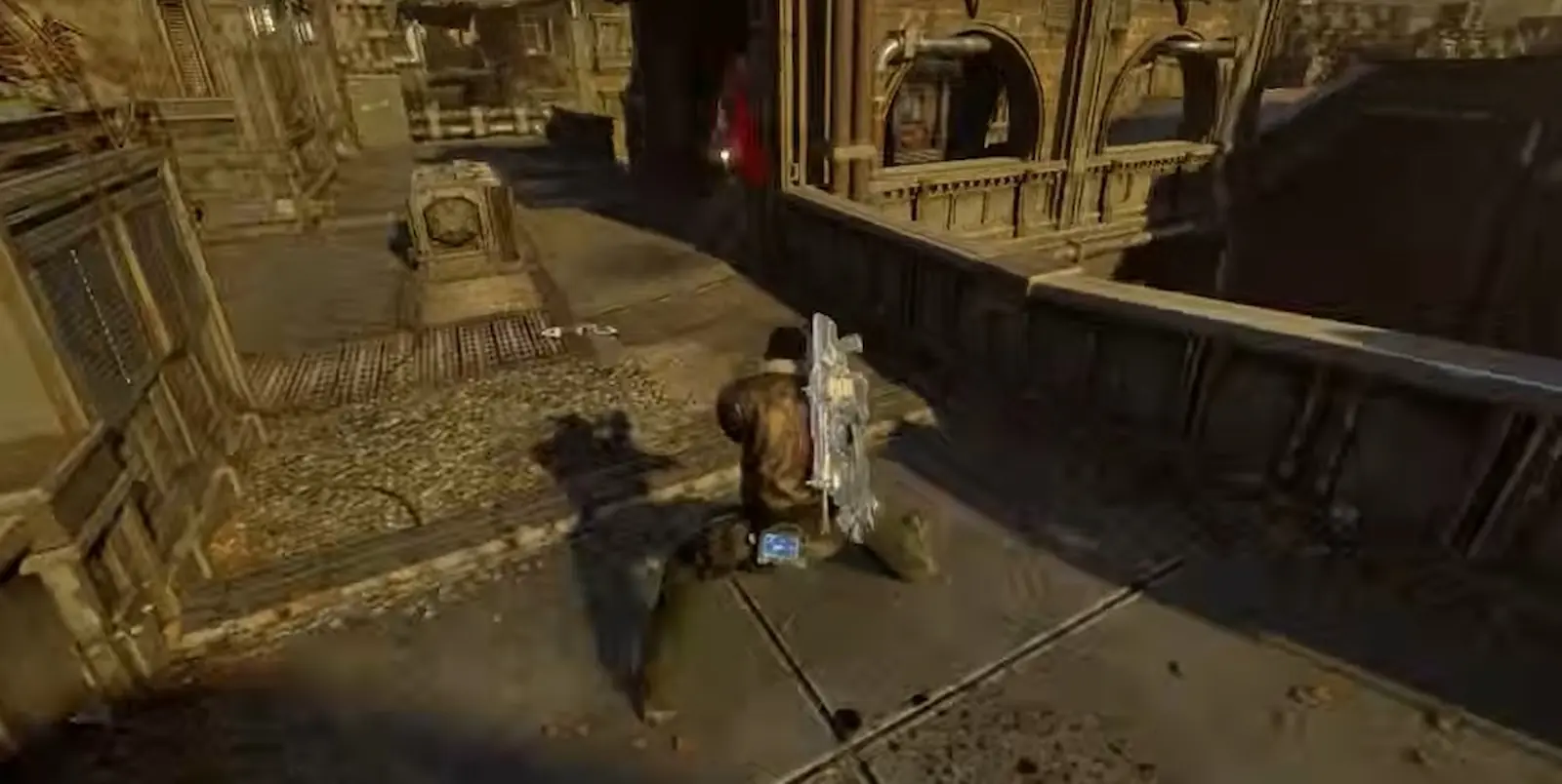 Soldado del COG cubierto detrás de un muro bajo en Gears of War: E-Day