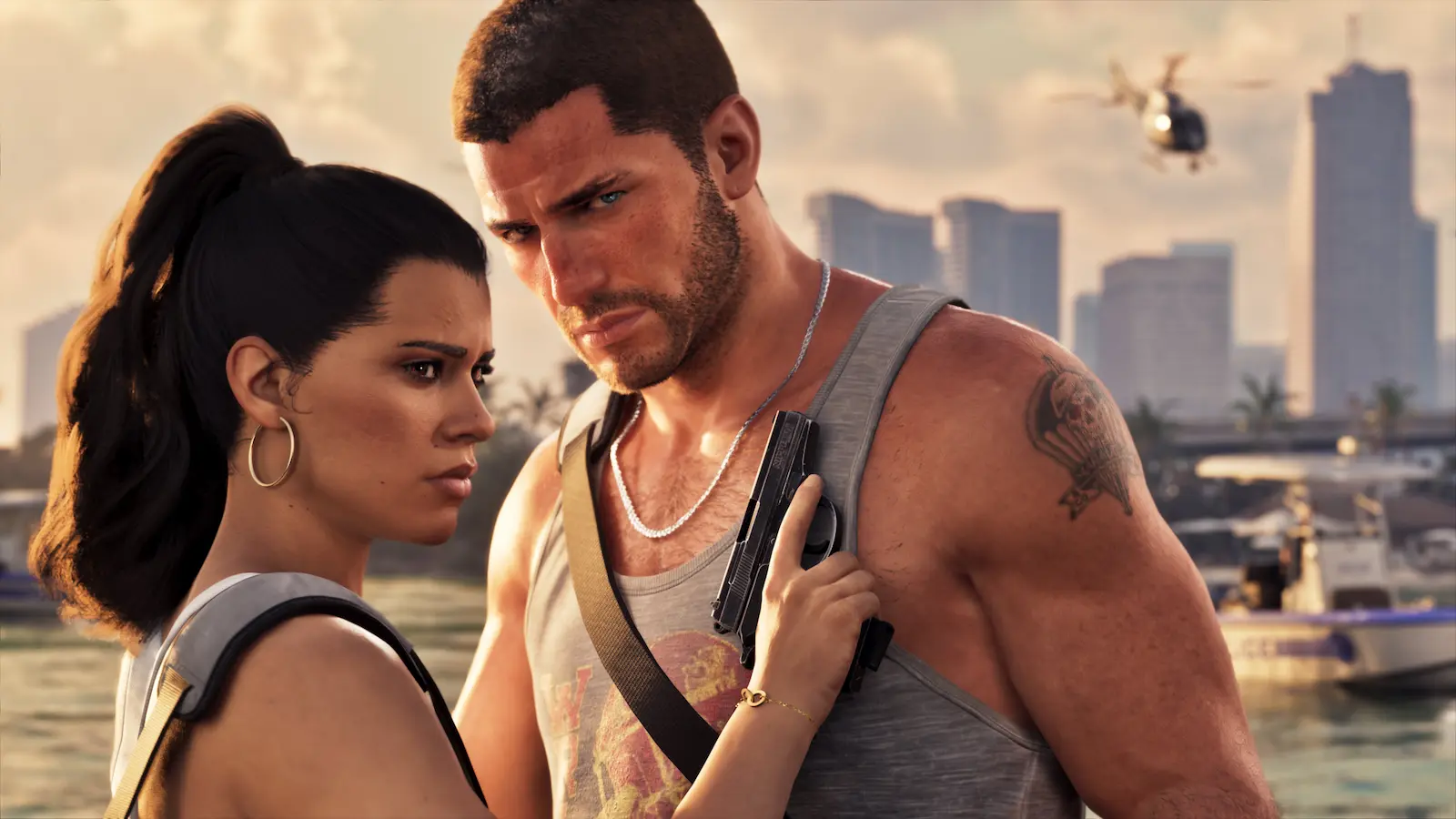 Jason y Lucía, los protagonistas de GTA 6, en Vice City