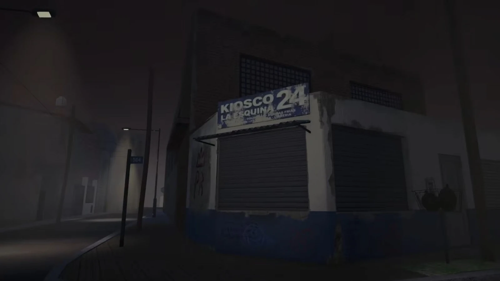 Kiosco La Esquina 24 de noche en una calle del conurbano, en Kiosco Simulator