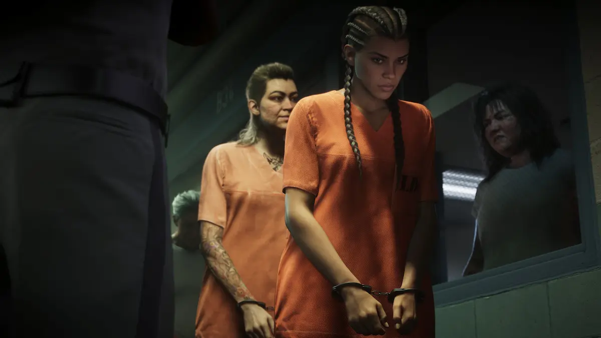 Lucía, protagonista de GTA 6, esposada y con uniforme naranja de presa