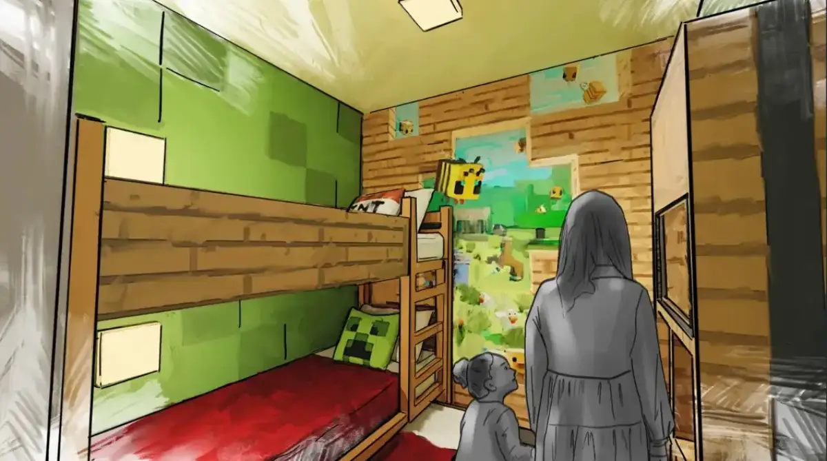 ilustración de cómo sería una habitación del próximo hotel