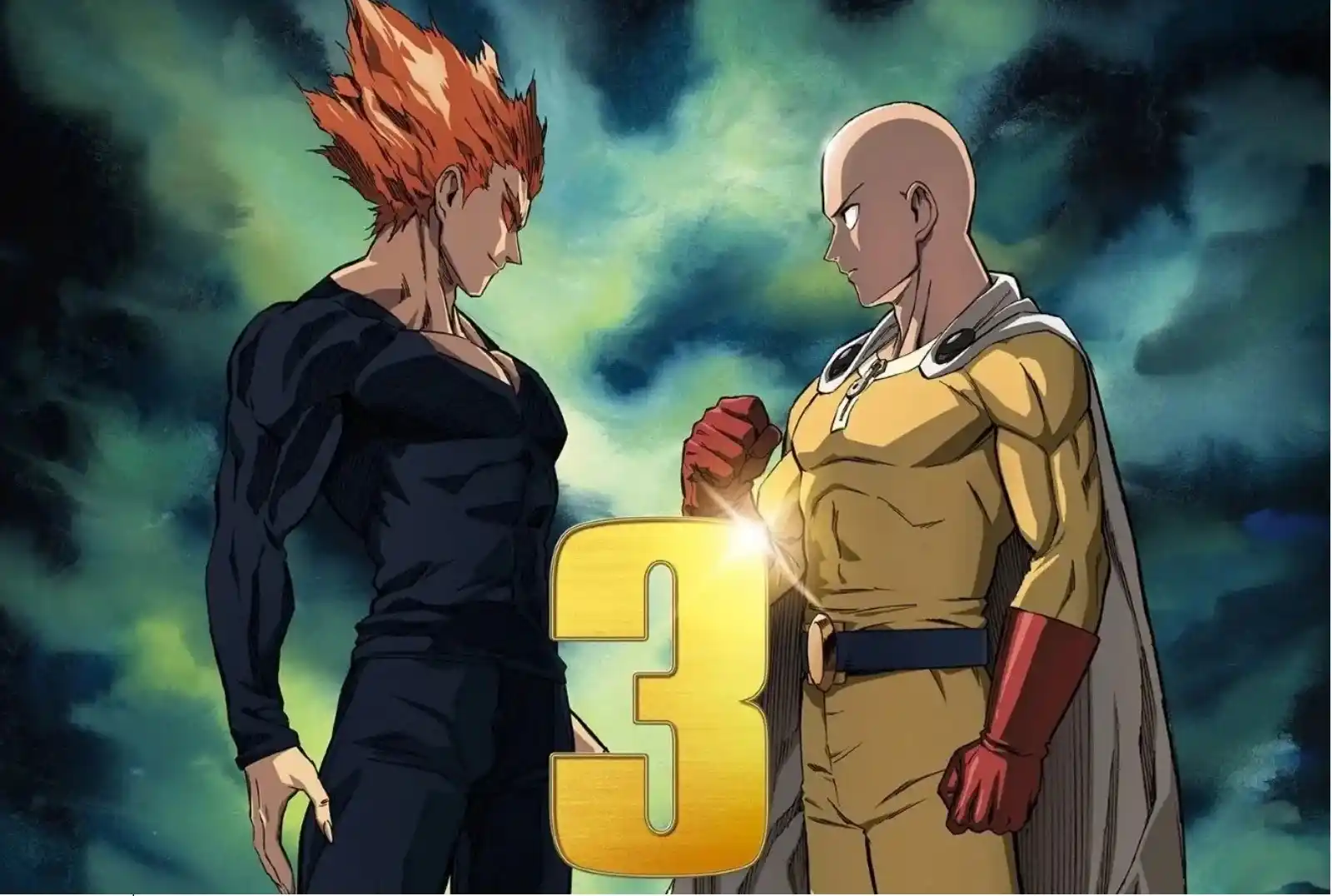Saitama y Garou enfrentados en la imagen que promociona la parte 2 de la temporada 3 que saldrá en 2027
