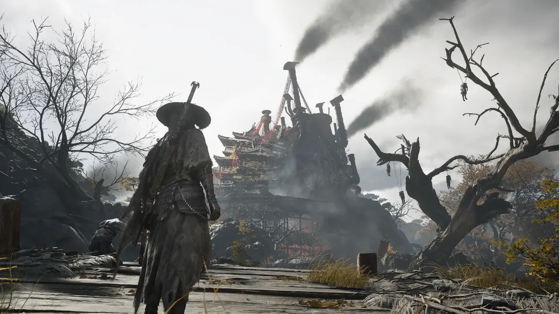 Soul observa una fortaleza industrial humeante en Phantom Blade Zero