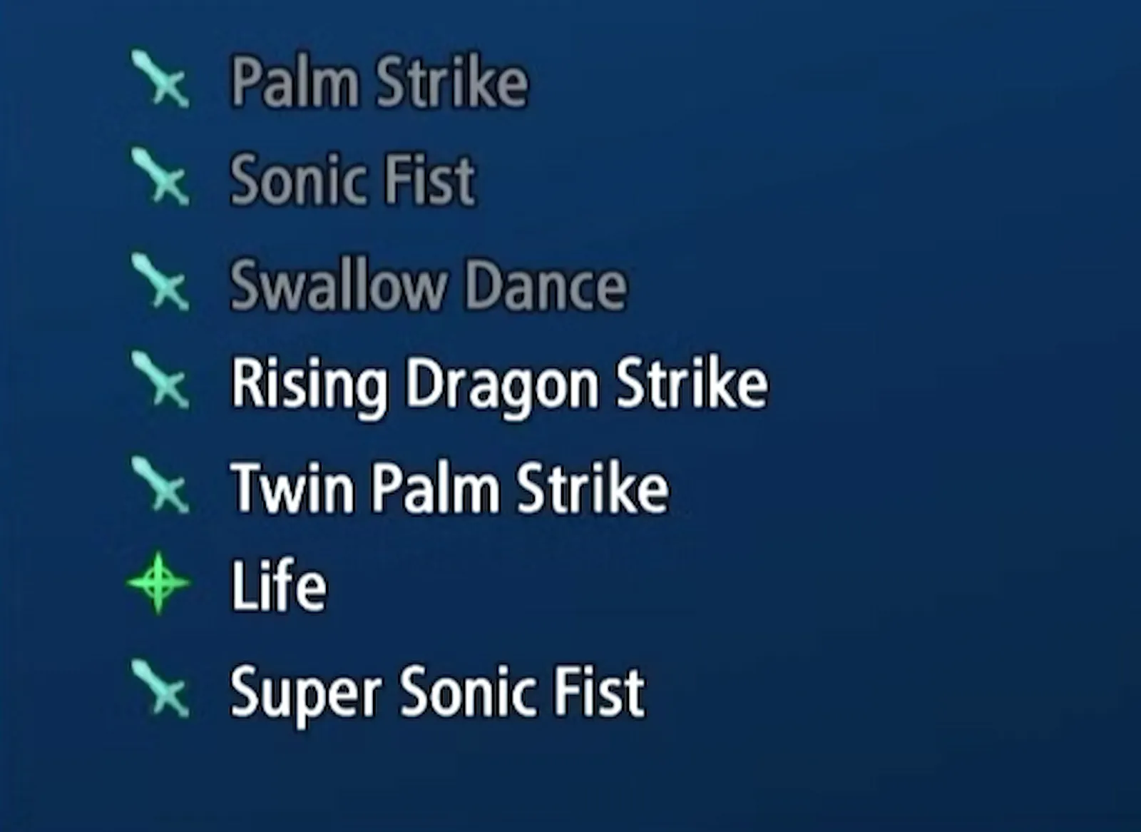 Lista de Artes en Tales of Eternia Remastered con Sonic Fist, Swallow Dance y Rising Dragon Strike