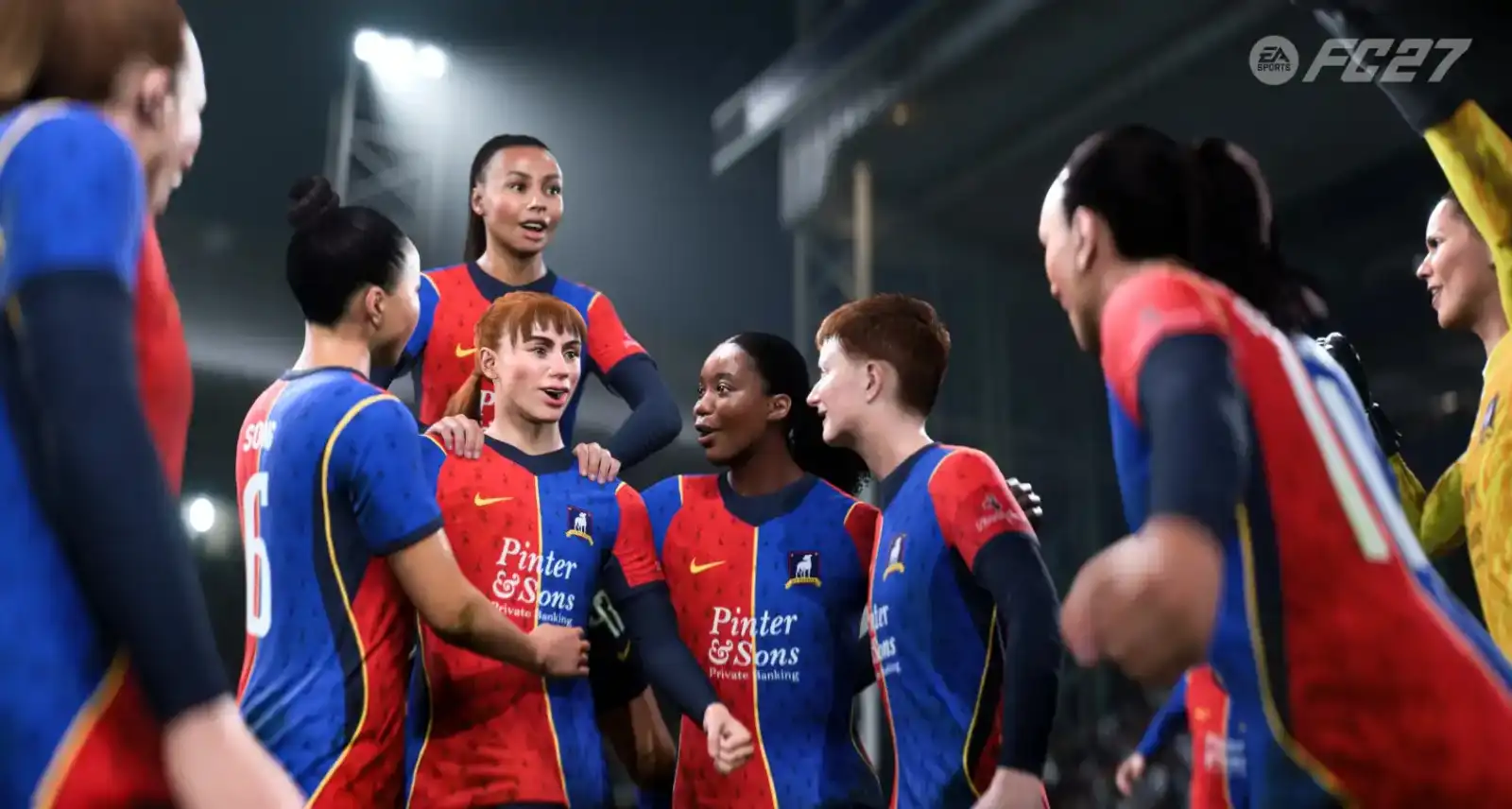El equipo femenino AFC Richmond, de la serie Ted Lasso, festejando en el EA Sports FC 27