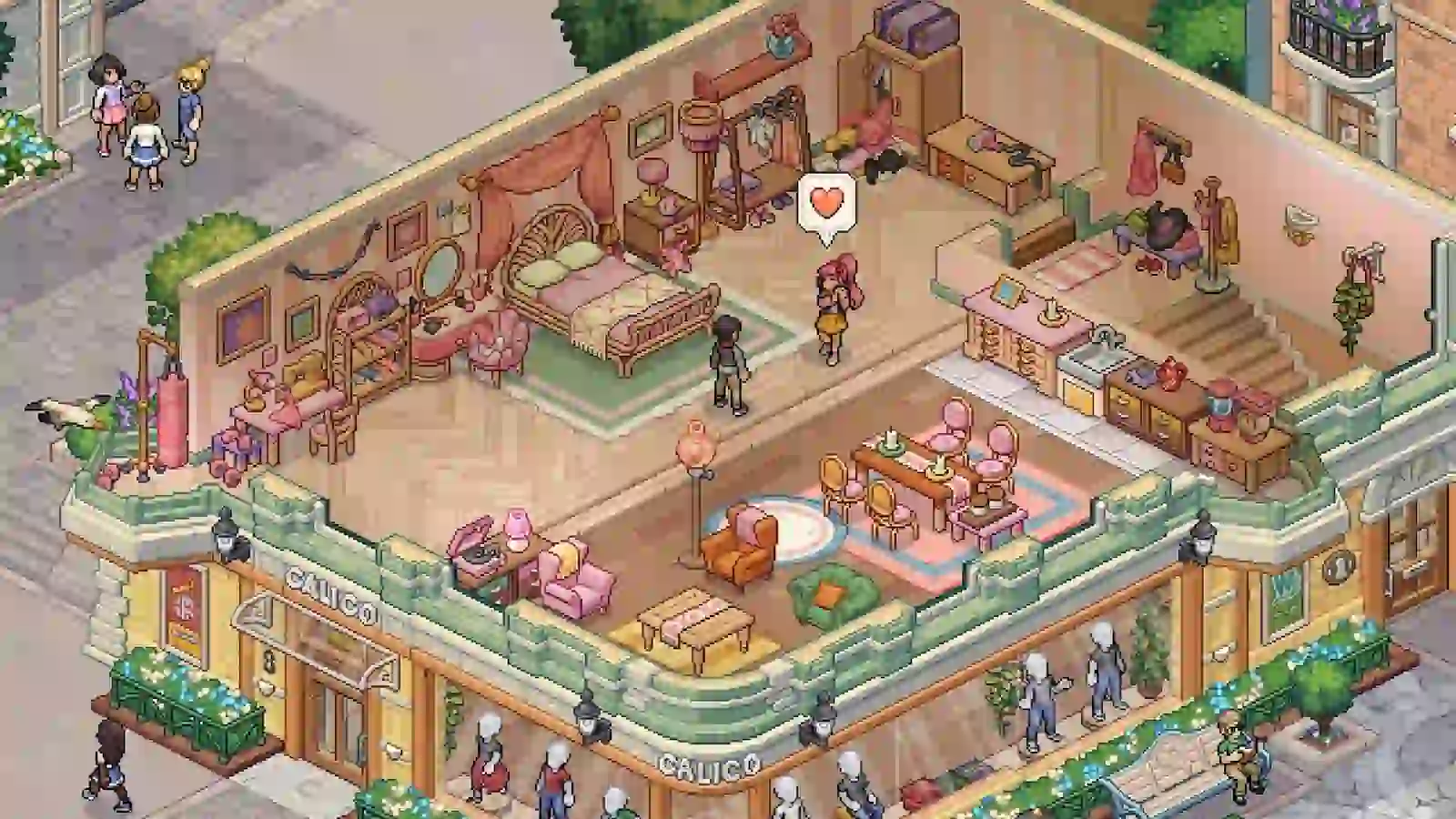 Edificio con tienda de ropa y vivienda en Witchbrook, uno de los juegos de la Nintendo Indie World de octubre 2026