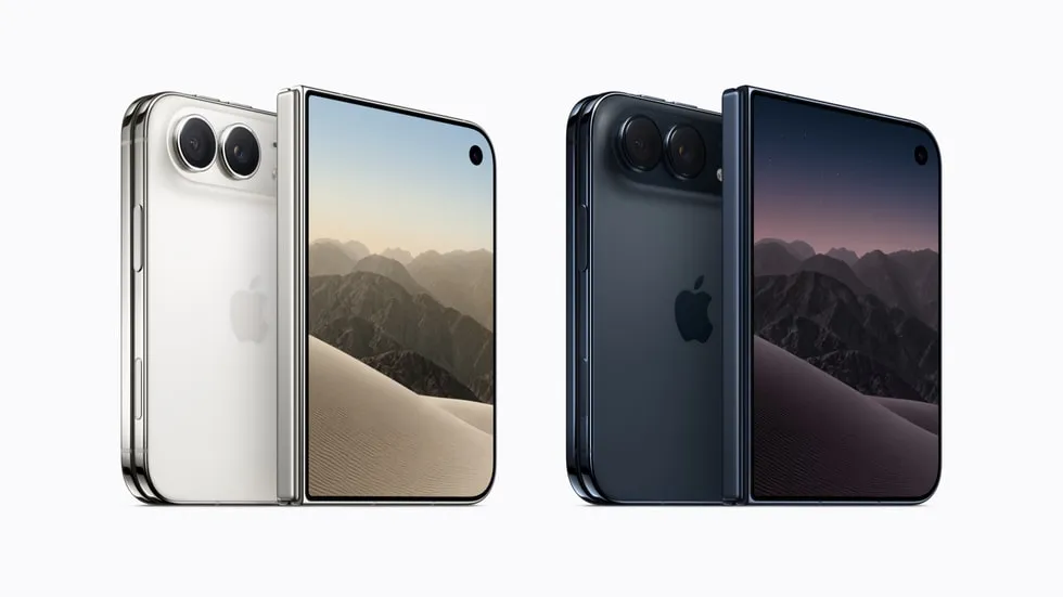 El iPhone Duo en sus dos colores, blanco estrella y cielo nocturno, visto de frente y de espaldas