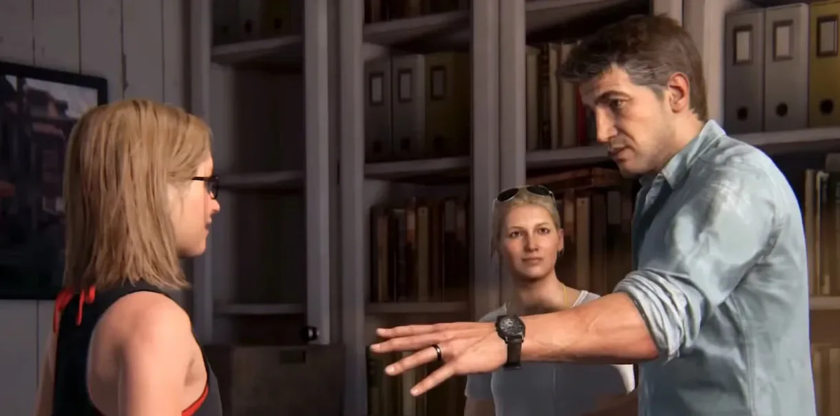 Cassie Drake junto a Elena Fisher y Nathan Drake en el epílogo de Uncharted 4