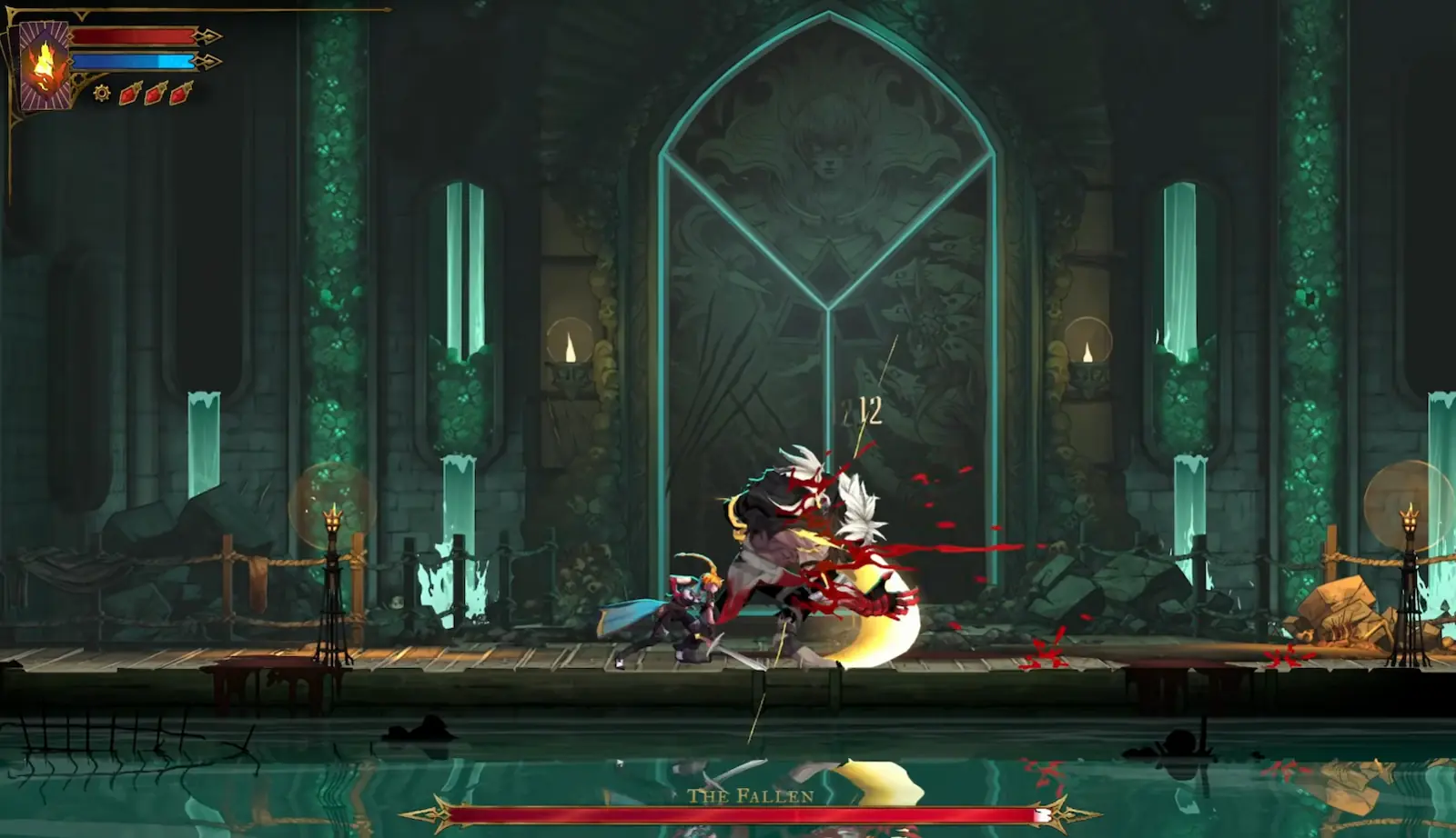 Rose Belmont golpea a The Fallen en Castlevania: Belmont's Curse