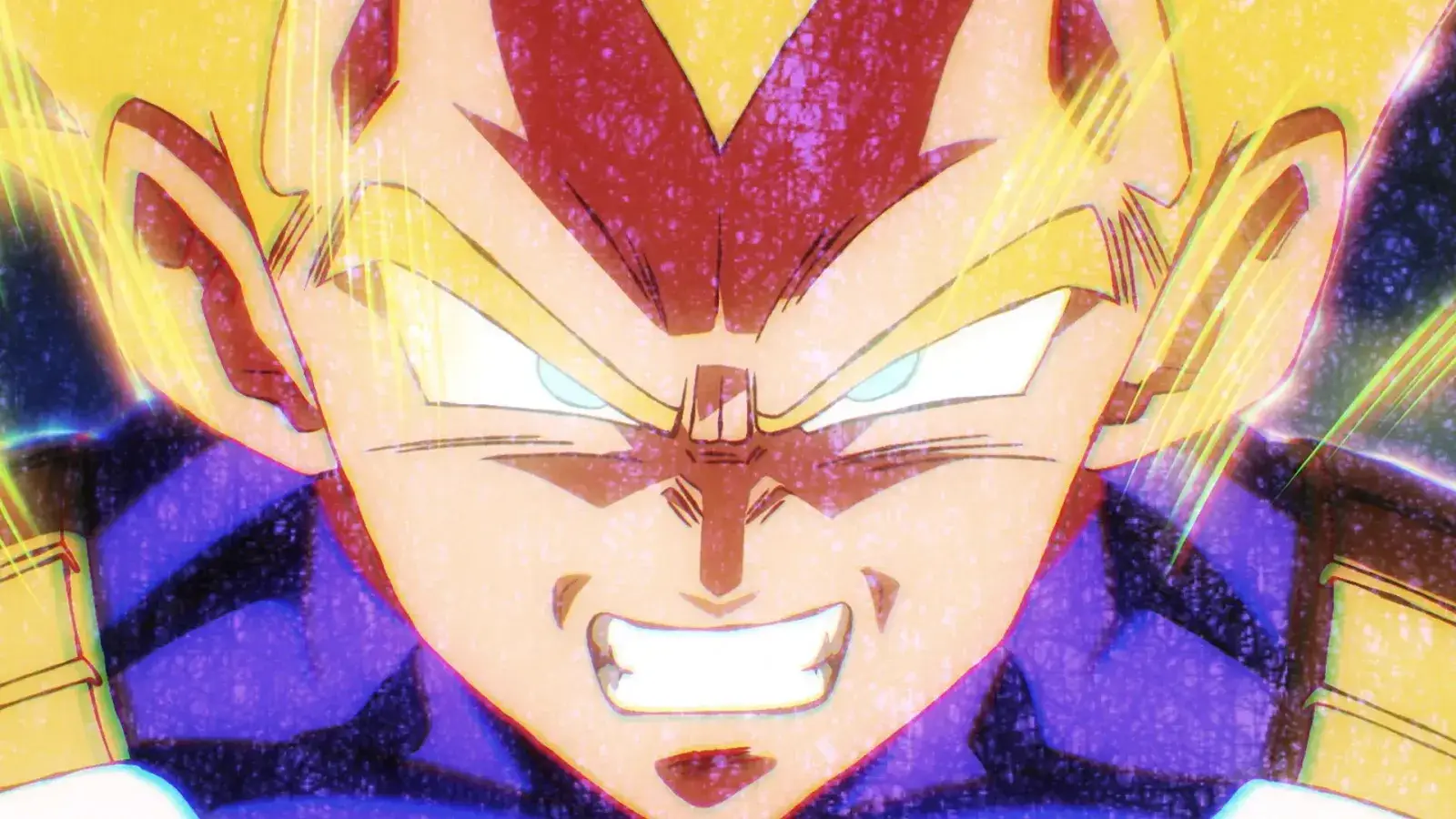 Vegeta transformándose en Super Saiyajin en Dragon Ball Super: Beerus