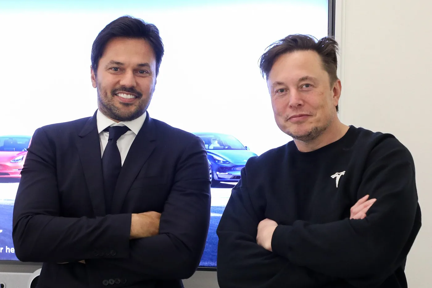 Elon Musk junto al ministro de Comunicaciones de Brasil, Fábio Faria, en Austin, Texas, en noviembre de 2021