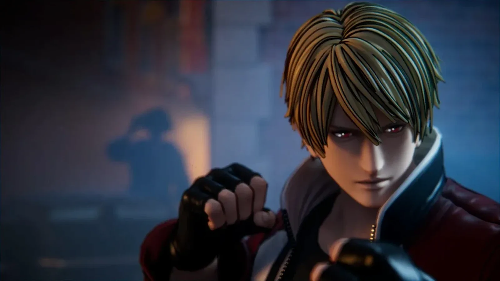 Rock Howard en el teaser de la colaboración entre Fatal Fury: City of the Wolves y Tekken 8, con una silueta de fondo