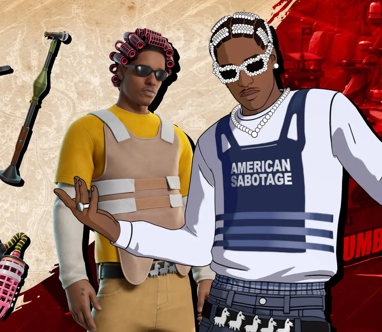 Dos looks de A$AP Rocky en Fortnite, del lote que llega a la tienda el 5 de noviembre