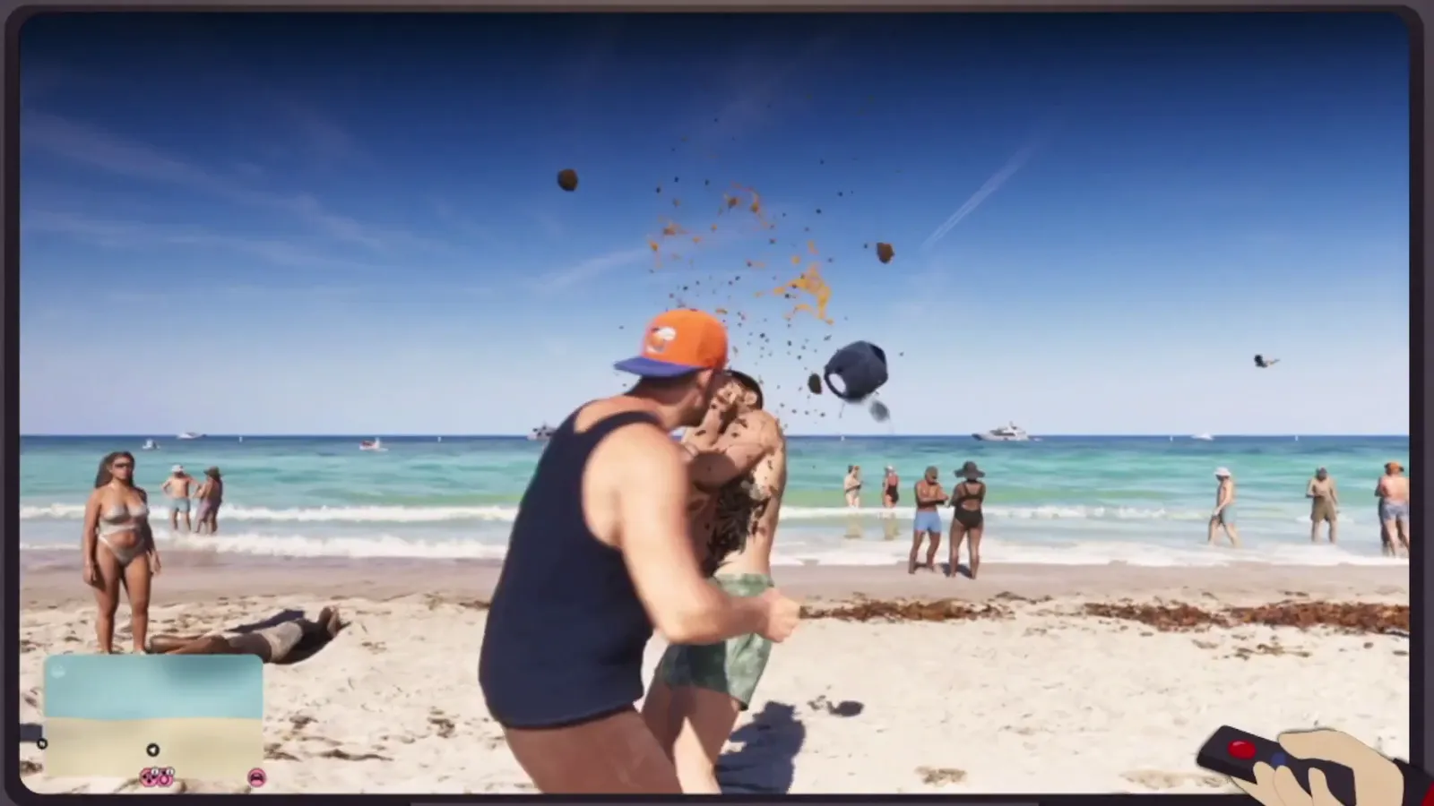 En GTA 6, la bolsa con la caca del perro revienta encima de su dueño en una playa de Vice City, en el clip que mostró South Park